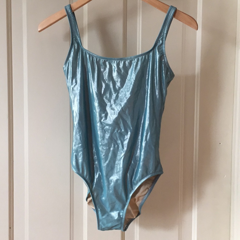 90’s shimmer blue swimsuit